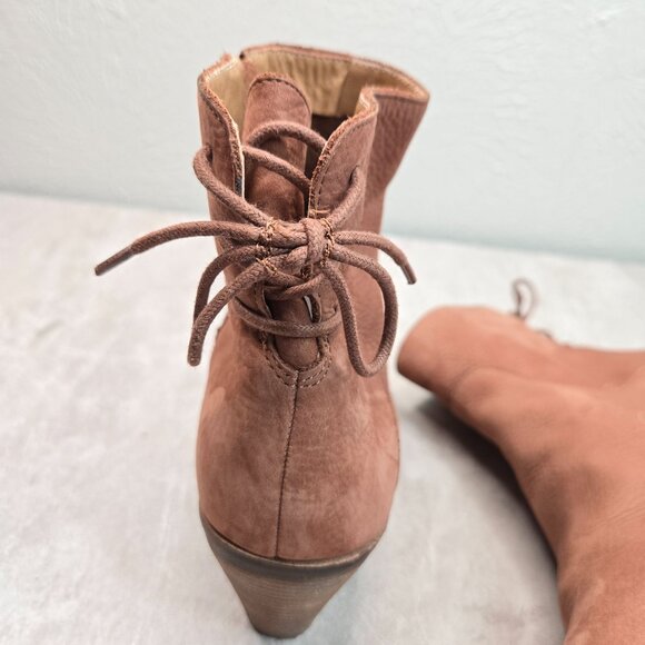 Lucky Brand Ankle Boots Size 9.5 Brown Leather Victorian Western Lace Up Booties - Picture 9 of 13